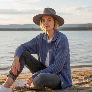 Vintage 90s Waffle Knit Button Up Long Sleeve Womens Shirt Jacket Size XL